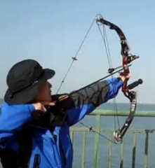 【自拍】青岛海上射箭实测复合弓射远